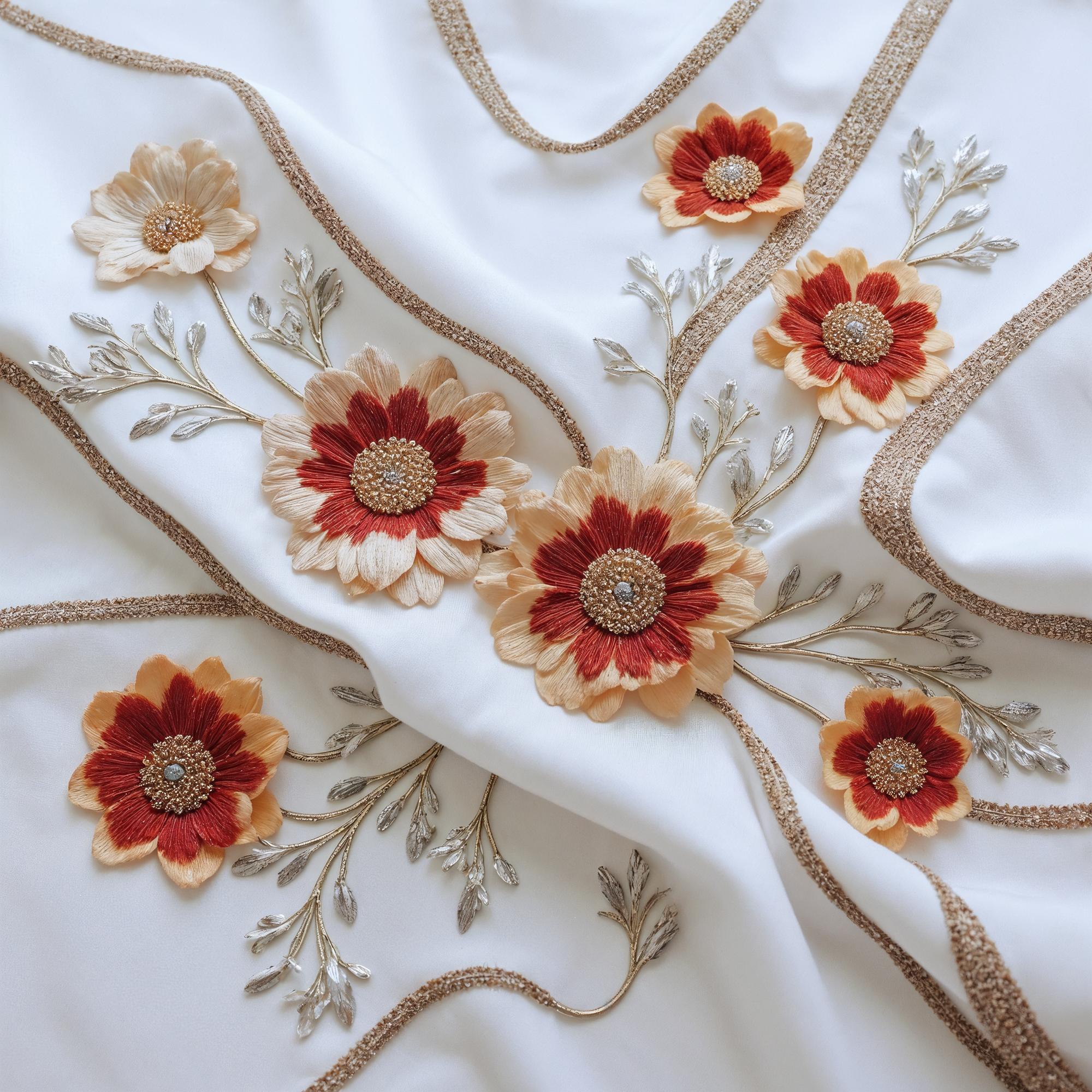 detailed floral embroidery on linen